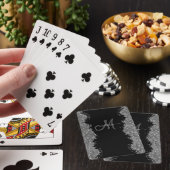 Black Silver Faux Glitter Grey Modern Monogram Pokerkaarten (Insitu)