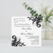 Black Silver Flourish Individual Guest Wedding Kaart (Staand voorkant)