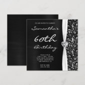 Black Silver Foil Glitter Leopard Glam Birthday Kaart (Voorkant / Achterkant)
