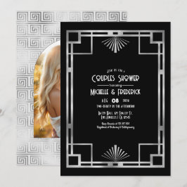 Black & Silver Gatsby Art Deco Couples Shower Kaart