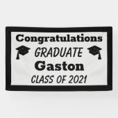 Black Silver Gefeliciteerd Afstuderen Afstuderen Spandoek (Horizontaal)