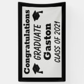 Black Silver Gefeliciteerd Afstuderen Afstuderen Spandoek (Verticaal)