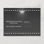 Black & Silver Glam VIP Stars Evenement Party Uitnodiging Briefkaart (Achterkant)