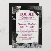 Black Silver Glamour Disco Joint Birthday Kaart (Voorkant / Achterkant)