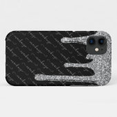 Black Silver Glitter Drips Handgeschreven naam Case-Mate iPhone Case (Achterkant (horizontaal))