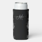Black Silver Glitter Grey Modern Monogram (Seltzer Achterkant)