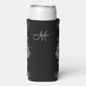 Black Silver Glitter Grey Modern Monogram (Seltzer Voorkant)