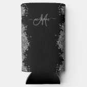Black Silver Glitter Grey Modern Monogram (Achterkant)