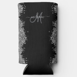 Black Silver Glitter Grey Modern Monogram