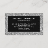 Black Silver Glitter Helikopter Pilot Visitekaartje (Achterkant)