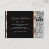 Black Silver Glitter Logo Gold Decor Border Visitekaartje (Achterkant)