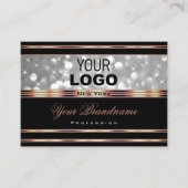 Black Silver Glitter Logo Gold Decor Border Visitekaartje (Voorkant)