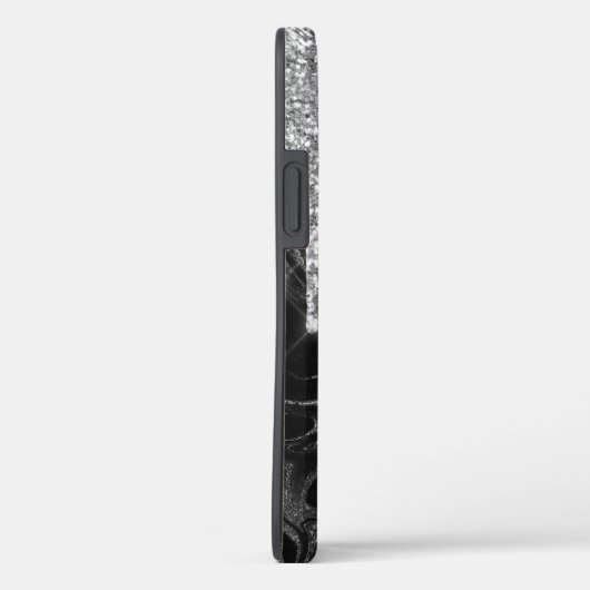 Black Silver Glitter Monogram Case-Mate iPhone Case (Achterkant / Rechts)