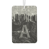 Black Silver Glitter Monogram Luchtverfrisser (Achterkant)