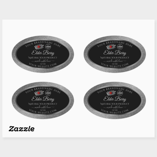 Black Silver Glitter Product Labels Ladybug Logo (Vel)