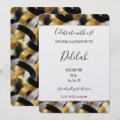 Black Silver Gold Glam Abstract Birthday Kaart (Voorkant / Achterkant)