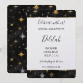 Black Silver Gold Glam Firework Stars Birthday Kaart (Voorkant / Achterkant)