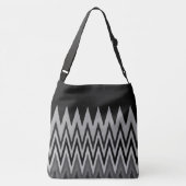 Black Silver Gray Chevron Pattern Crossbody Tas (Achterkant)