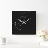 Black Silver Gray Gemms Crystal Swarovski Infinity Vierkante Klok (Huis)