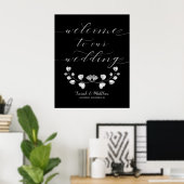 Black & Silver Greenery Welkom bij ons huwelijk Poster (Thuiskantoor)