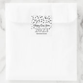 Black Silver Happy Nieuwjaar 2023 Square Sticker (Tas)