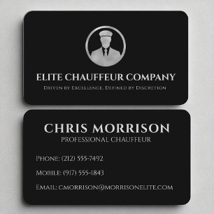 Black Silver Luxury Chauffeur Bewerkbare Logo Visitekaartje