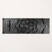 Black & Silver Mandala Stylish Chic Classy Boho Yogamat (Voorkant (horizontaal))