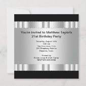 Black Silver Mans 21e verjaardagsfeest Kaart (Achterkant)