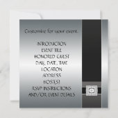 Black Silver Modern Party Invitation Sjabloon Kaart (Achterkant)