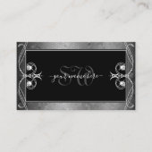 Black Silver Mosaic Sparkle Jewels Monogram Visitekaartje (Voorkant)