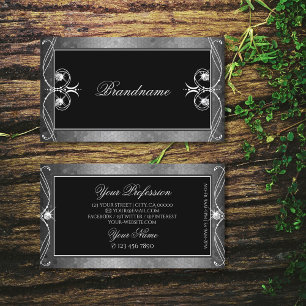 Black Silver Mosaic  Sparkle Jewels Ornament Visitekaartje