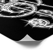 Black/Silver Music Note & Stiletto 40th Birthday Poster (Hoek)