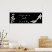 Black/Silver Music Note & Stiletto 40th Birthday Poster (Keuken)