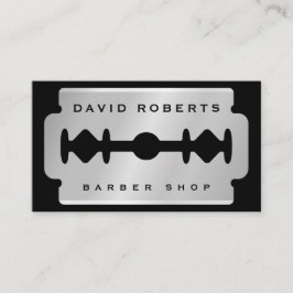 Black Silver Razor Blade Barber Business Card Visitekaartje