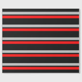 Black Silver & Red Horizontale Stripes Giftwrap Cadeaupapier (Vlak)