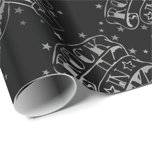 Black & Silver Rock & Roll Logo Cadeaupapier (Rol Hoek)