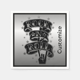 Black & Silver Rock & Roll Logo Napkins 2 Servetten
