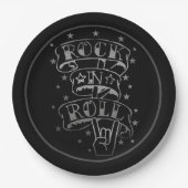 Black & Silver Rock & Roll Logo Papieren Bordje (Voorkant)
