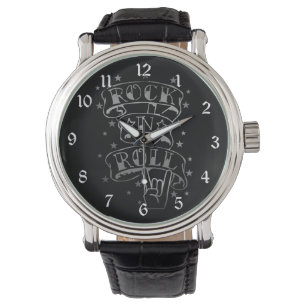 Black & Silver Rock & Roll Logo polshorloge Horloge