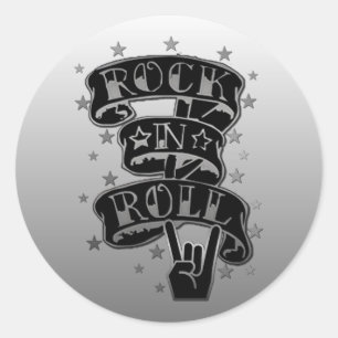 Black & Silver Rock & Roll Logo Stickers 2