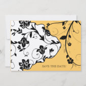 Black Silver Save the Date Invitation Floral Gold (Achterkant)