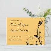 Black Silver Save the Date Invitation Floral Gold (Staand voorkant)