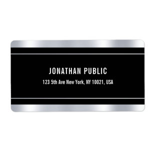 Black Silver Sjabloon Elegant Modern Glamoureus Etiket