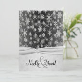 Black, Silver Snowflakes Wedding Invite Kaart (Staand voorkant)