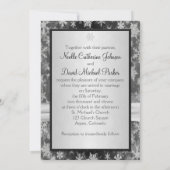 Black, Silver Snowflakes Wedding Invite Kaart (Achterkant)