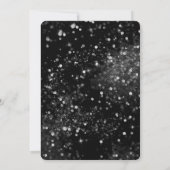 Black Silver Sparkling Lights Glam Sweet 16 Party Kaart (Achterkant)