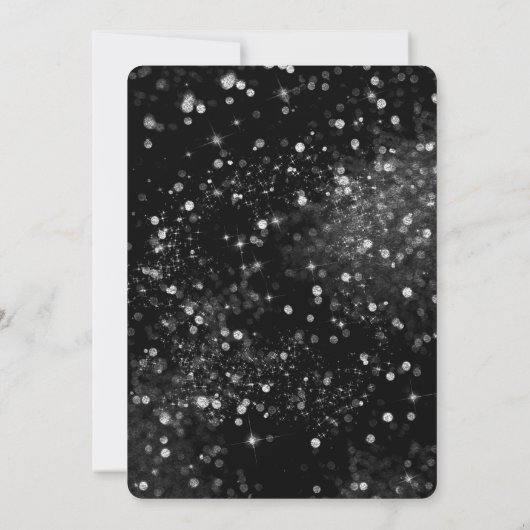 Black Silver Sparkling Lights Glam Sweet 16 Party Kaart (Achterkant)