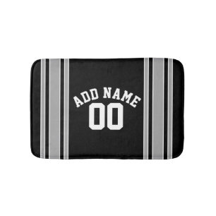 Black Silver Sports Jersey met naam en nummer Badmat