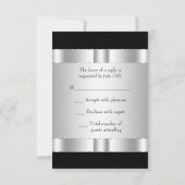 Black Silver Star de David Bar Mitzvah Cartes RSVP (Dos)