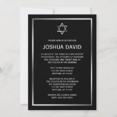 Black Silver Star de David Bar Mitzvah Invitations (Devant)